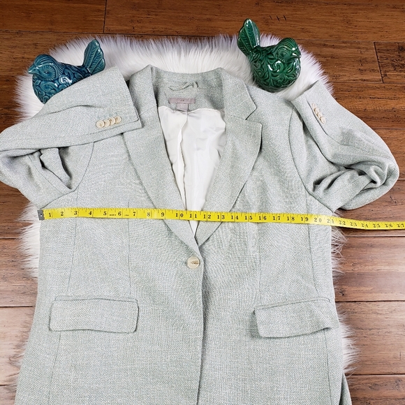 EUC✨ H&M women's large light green blue spring tweed blazer - Picture 8 of 12